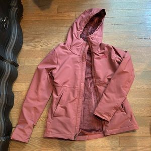 North face mauve pink fleeced rain jacket
